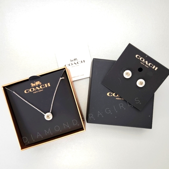 COACH Open Circle Necklace & Matching Earrings Set New in Box Package - Picture 2 of 14